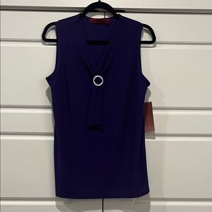 Elegant Purple Sleeveless Blouse with Embellishment